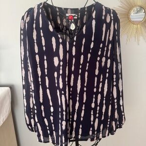 Blue and tan blouse